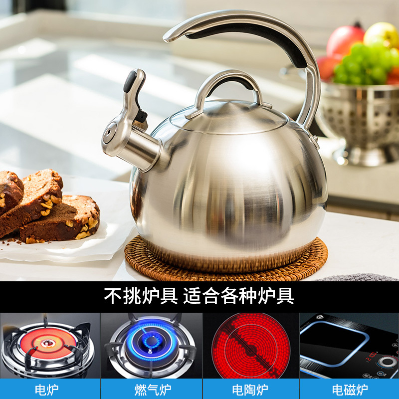 铂帝斯BODEUX 法兰西之风 304不锈钢烧水壶煤气燃气电磁炉通用鸣笛家用水壶