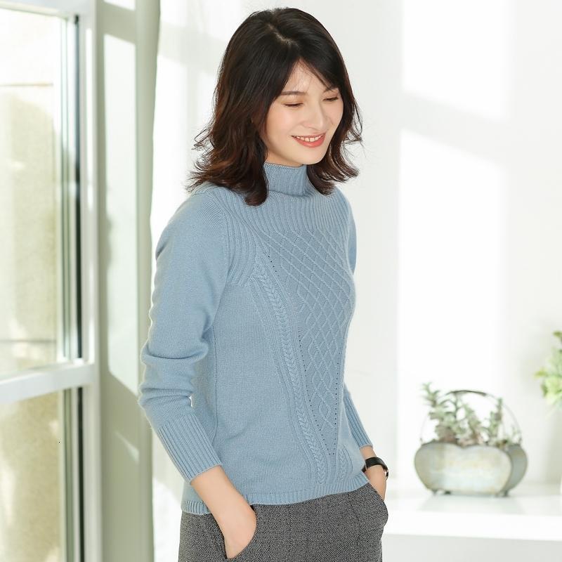 2018新款秋冬山羊绒打底衫针织扭花女加厚半高领短款修身毛衣