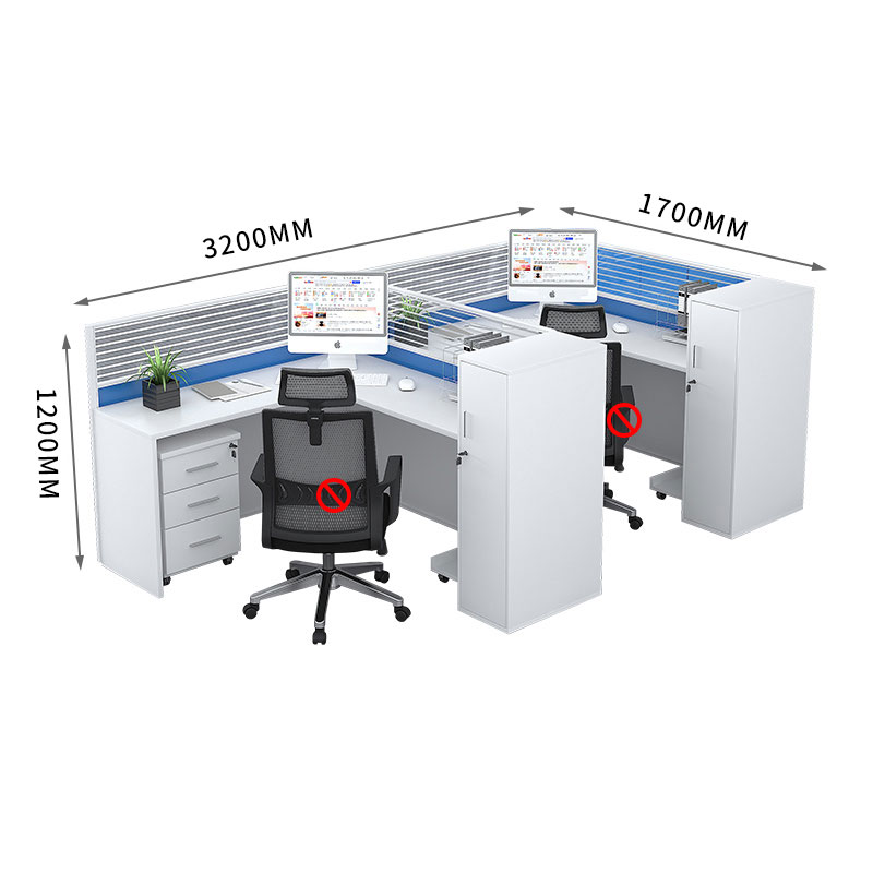 臻远 职员办公桌现代简约电脑桌屏风卡座可定制 F型2人位高清大图