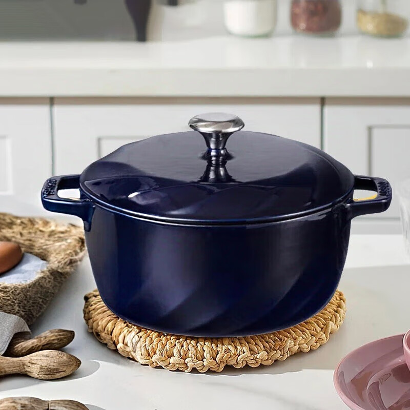 格力法国进口珐琅锅家用炖锅格力大松珐琅锅家用铸铁锅炖锅炖盅锅汤锅 53cm GTF24-T01a黛蓝