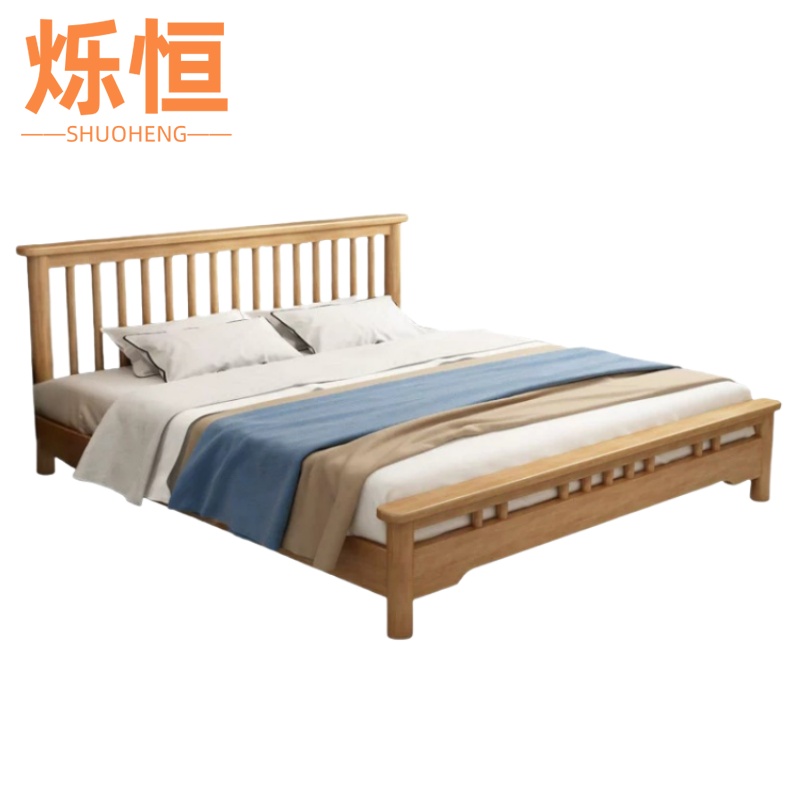 烁恒平头温莎床原木色高清大图