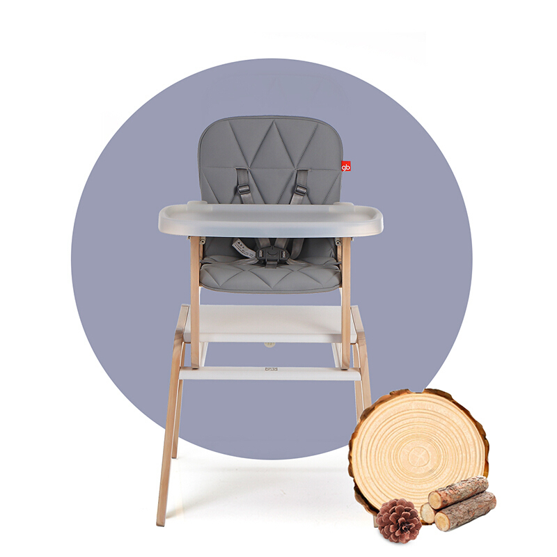 gb好孩子多功能组合餐椅儿童餐椅优质精选松木灰色my185r123