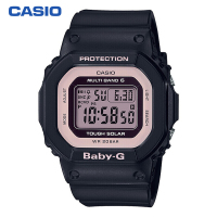 卡西欧手表女BABY-G黑色运动防水太阳能电波石英表女表BGD-5000-1B