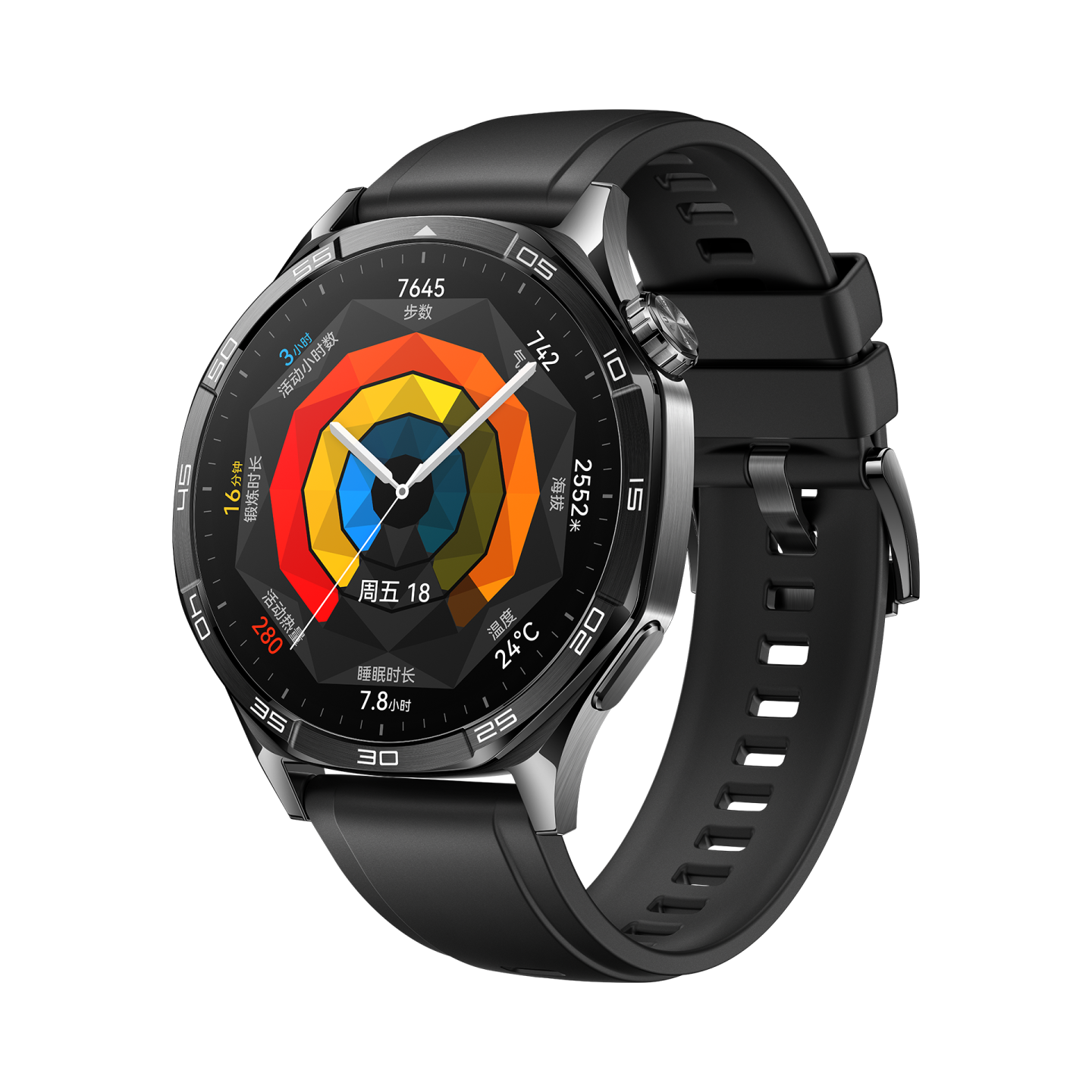 华为/HUAWEI WATCH GT5(46mm)幻夜黑 氟橡胶表带 智能手表 蓝牙电话 腕上微信 健康监测 100+运动模式 5ATM防水 音乐播放 NFC公交门禁 无线充电高清大图