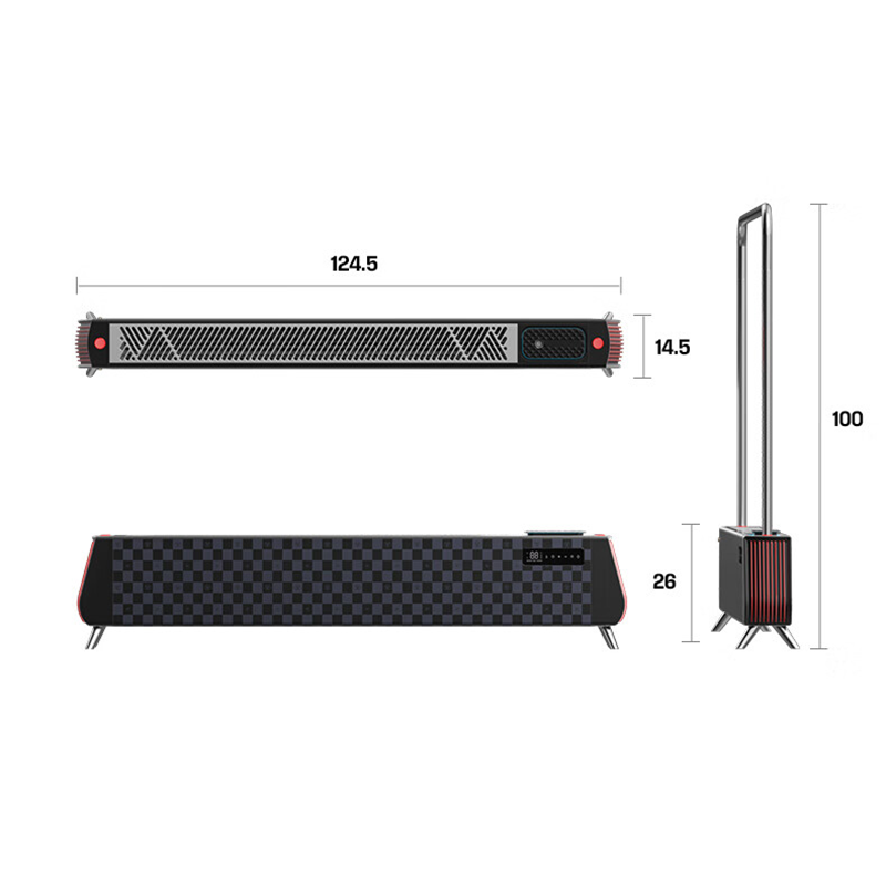 西屋 踢脚线取暖器 WTH-S500 有衣架 格纹黑【烘干架+加湿+负离子+AI恒温】