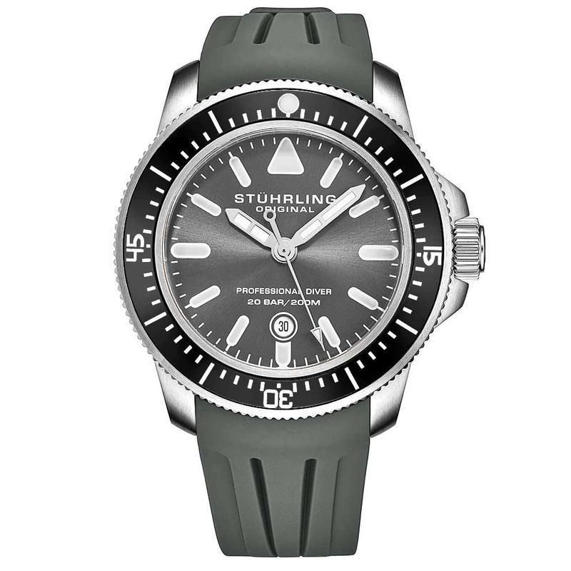 stuhrling施图灵maritimer935石英43毫米橡胶表带潜水表经典时尚男士