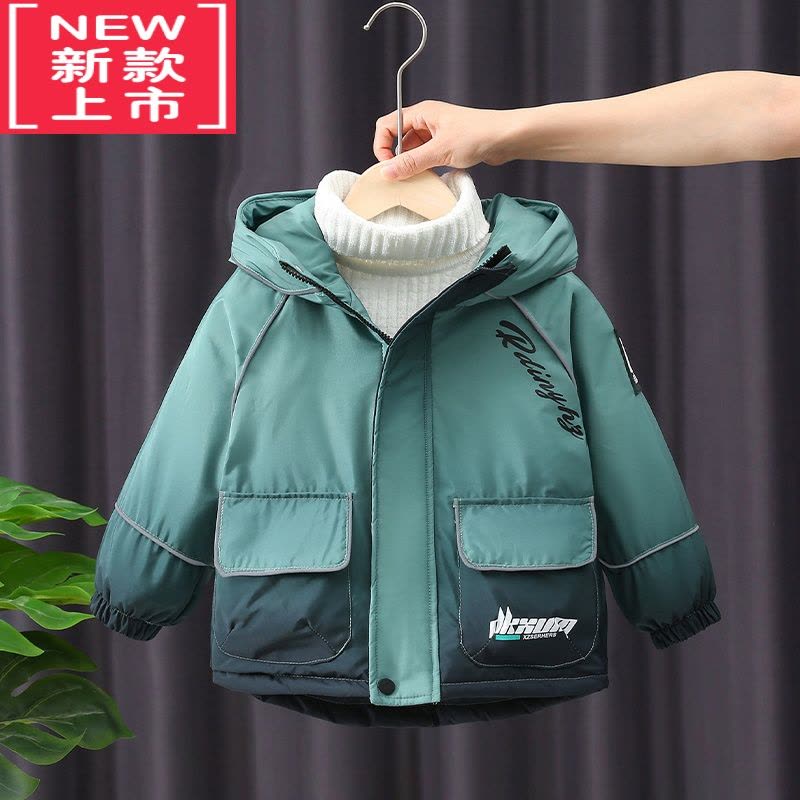 可莉允男童外套秋冬装派克服2022新款儿童加绒加厚洋气棉服宝宝初冬棉衣图片
