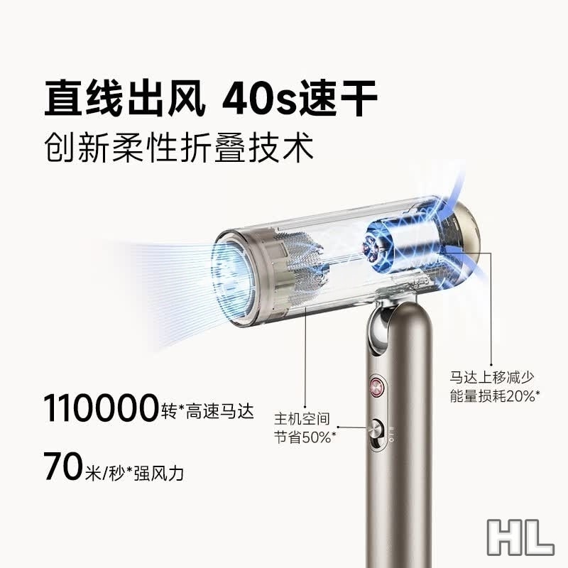 追觅 Pocket P10便携折叠旅行高速口袋造型师吹风机负离子速干电吹风礼物[520礼盒版] 钛金色高清大图