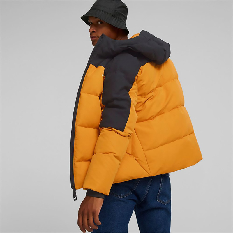 puma撞色拼接运动休闲连帽羽绒服男款黄色53768566