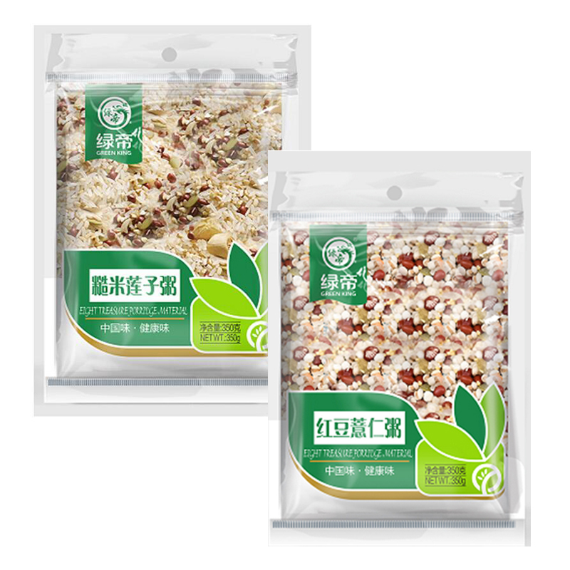 绿帝粥料礼盒(八宝粥350g+紫薯黑米粥350g+红豆薏米粥350g+绿豆百合粥350g+糙米莲子350g