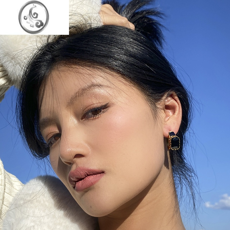 jimi欧美夸张复古金色耳饰黑色中古耳环女轻奢小众高级感小香气质耳钉