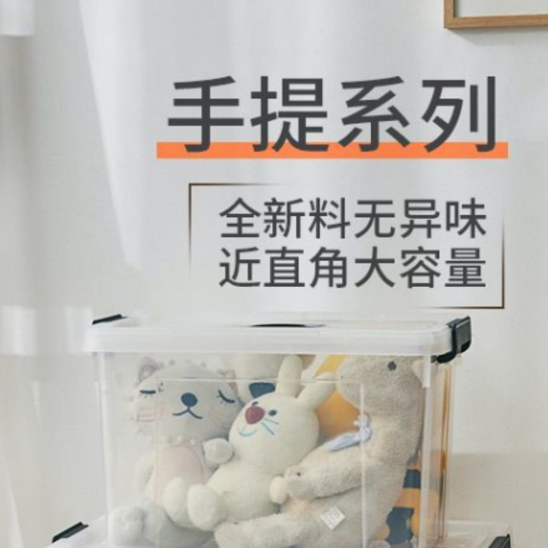 空間専門家(SPACEXPERT) 手提收纳箱 白色箱子灰色盖子 50L 51*38.4*24.5cm高清大图