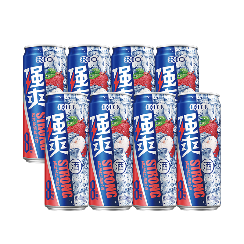 RIO锐澳预调鸡尾酒8度强爽330ml*8罐荔枝口味气泡酒果酒