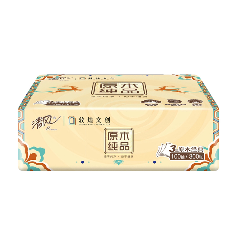 清风 原木敦煌联名3层100抽AR10SCZ 60包*1箱