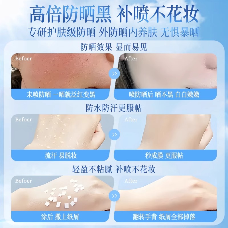 屈臣氏户外艳阳防水防晒喷雾SPF50+PA+++150毫升清爽防汗高清大图