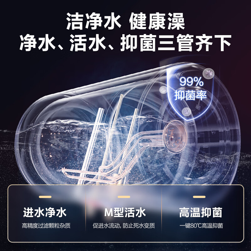 万家乐 80升3000W速热电热水器ECO节能保温双重防电安心洗澡8倍增容高温杀菌一级能效D80-FY2