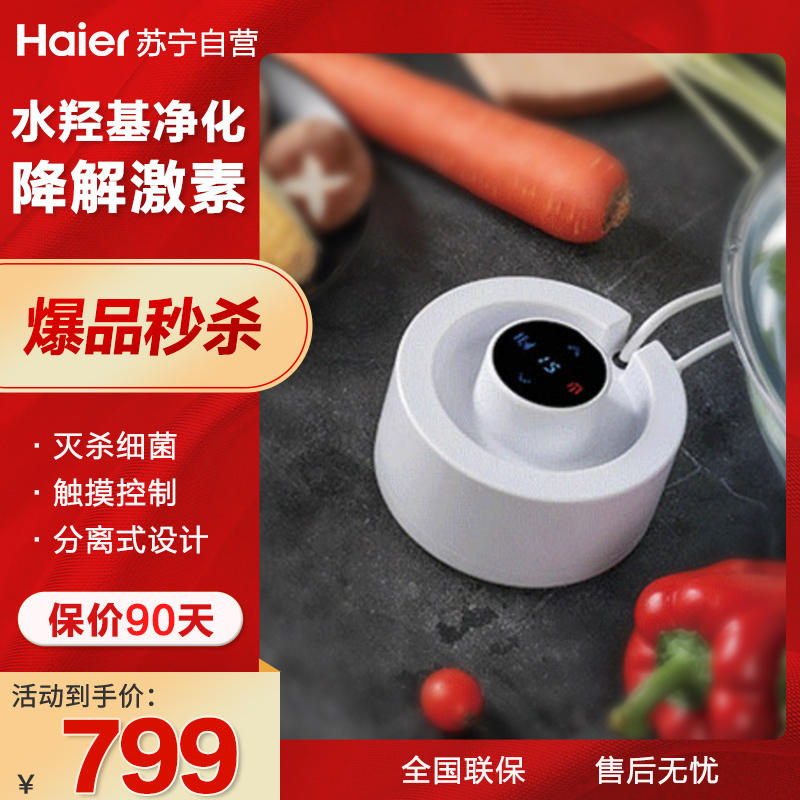 海尔(Haier)果蔬清洗机家用小型食材净化机分离式水羟基净化去农药残留洗菜洗肉机杀菌 [台璧两用便携]HJ-F701