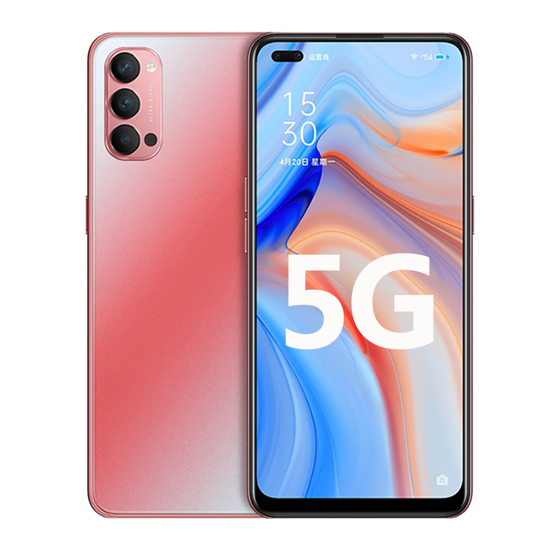 二手9成新opporeno45g晶钻红8gb128gb全网通64英寸屏骁龙765g电信移动
