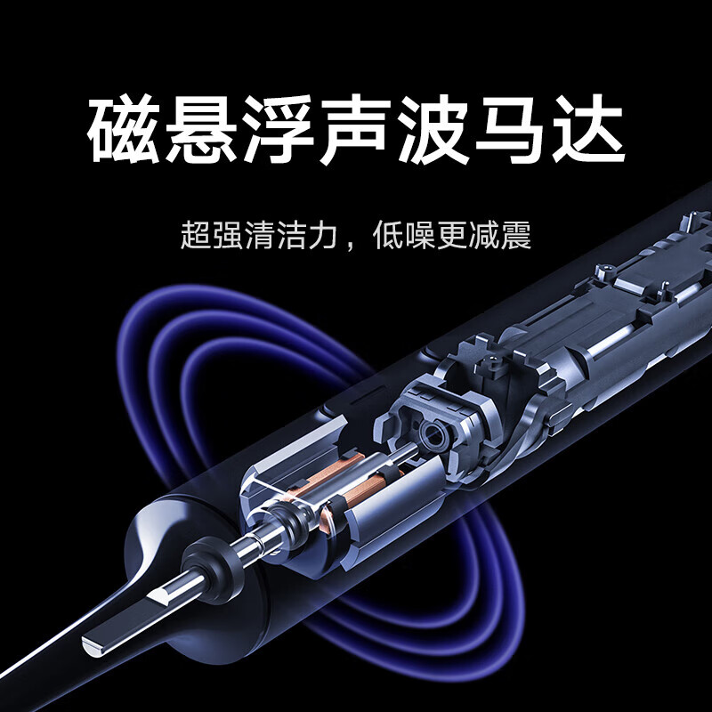 小米米家电动牙刷 软毛超声波 T700宝蓝黑高清大图