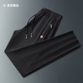 夏季休闲裤男士韩版大码宽松束脚薄款运动冰丝弹力直筒裤 3XL 直筒黑色