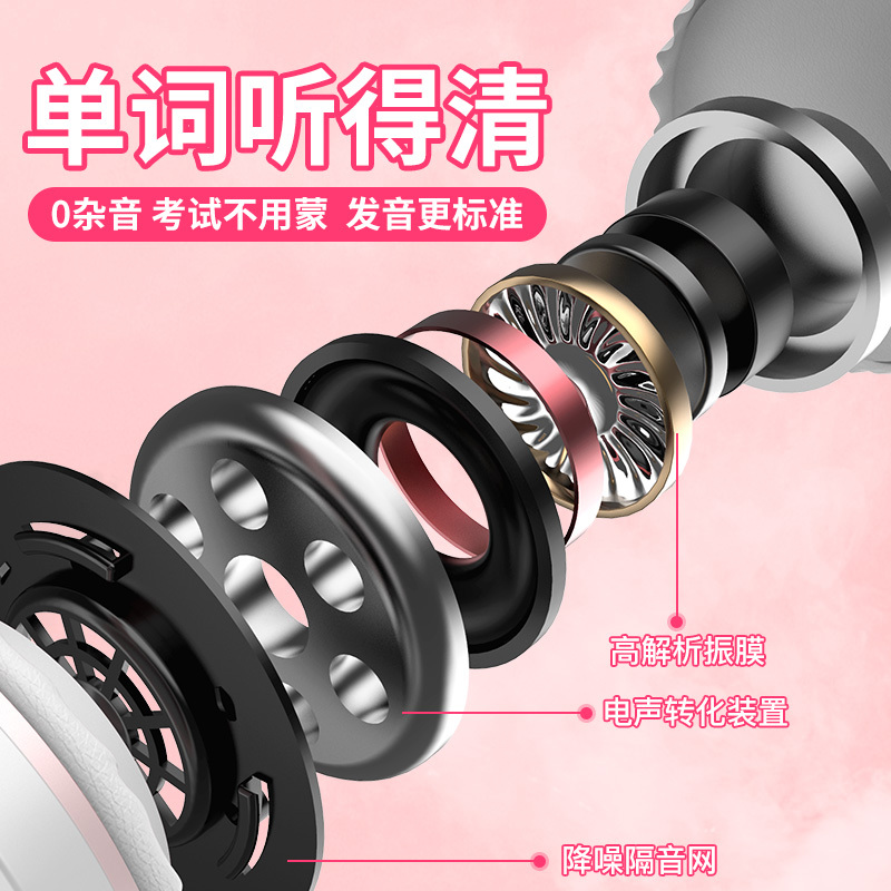 英语四级听力无线蓝牙耳机头戴式四六级考试专用手机电脑降噪带麦有线耳麦4级调频可爱女韩版46级fm游戏