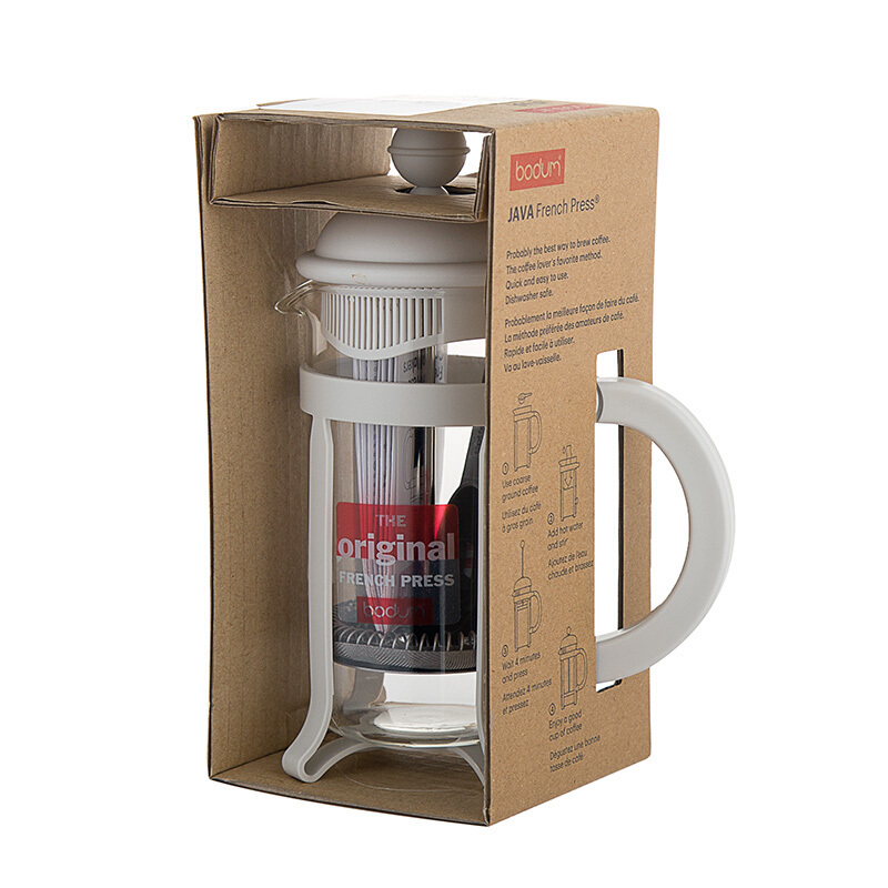 BODUM波顿 欧洲原装进口 法压壶手冲壶咖啡具过滤杯咖啡壶350ml 家用便携滤压茶壶1903-913白色