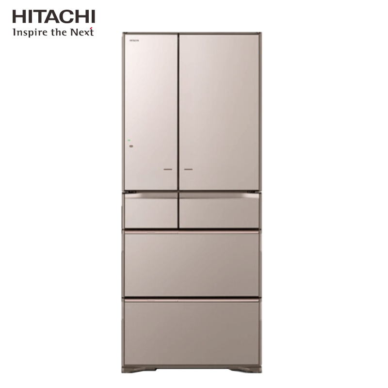 日立(HITACHI) 620升多门风冷变频冰箱触控电动抽屉铂金触媒真空休眠保鲜R-G650G1C水晶雅金 日本原装进口