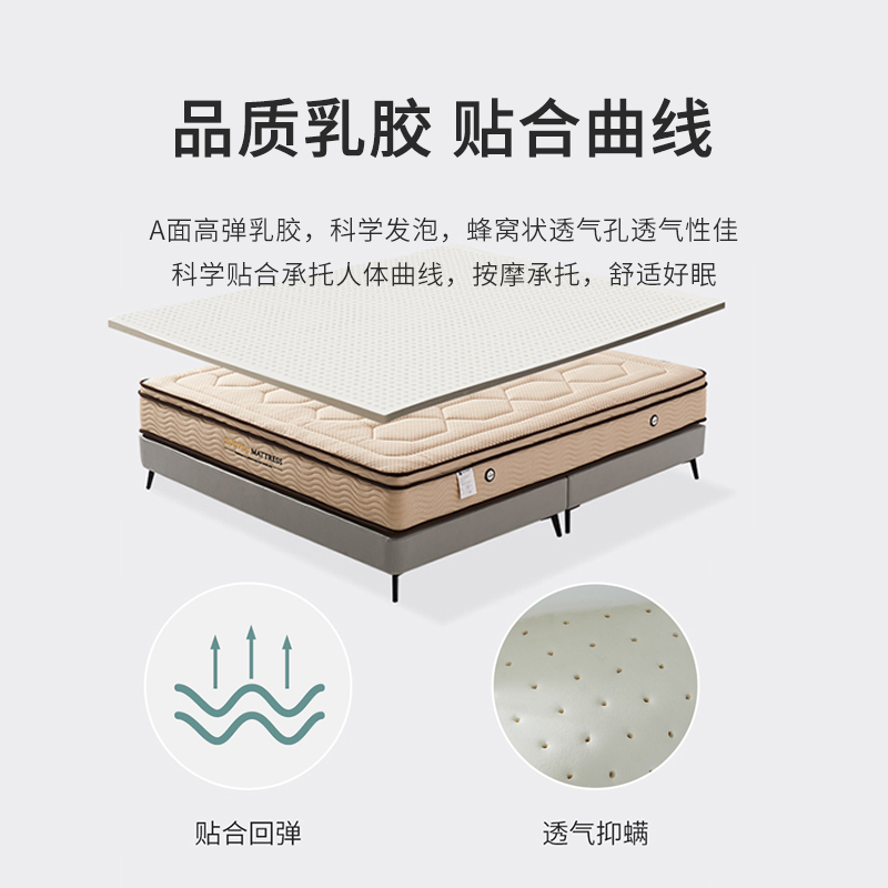 左右沙发床垫乳胶床垫家用天然乳胶1.8m床独立弹簧棕垫椰棕席梦思垫酒店软硬两用垫1.5米DCW065