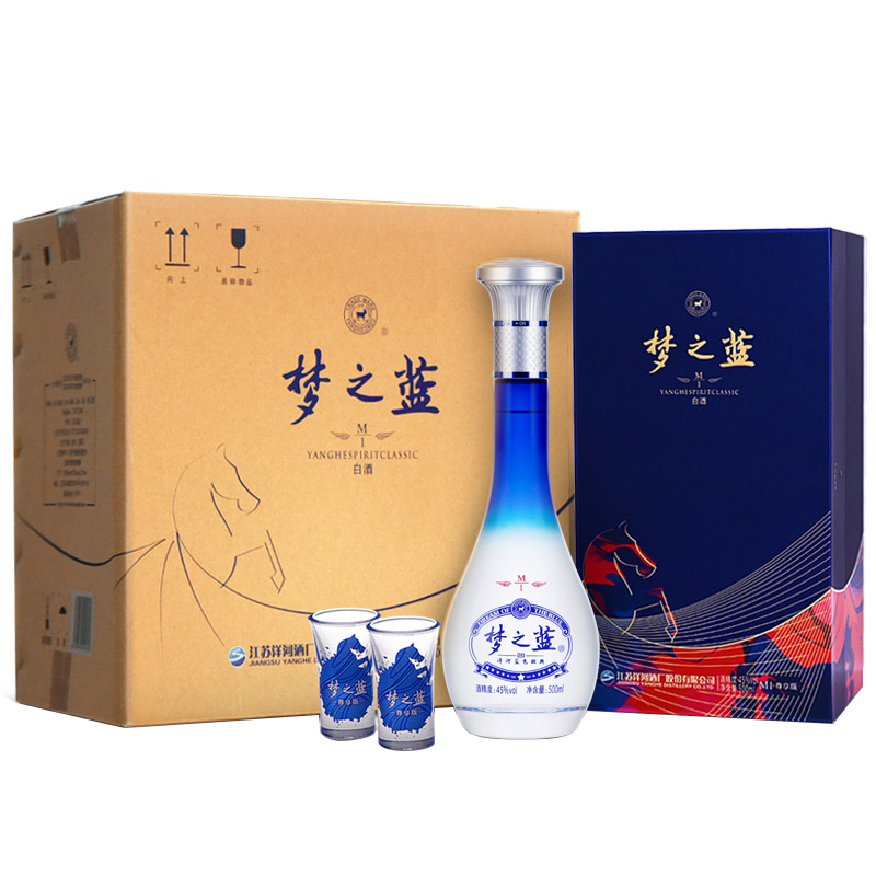 洋河(YangHe)蓝色经典 梦之蓝 M1尊享版 45度 500ml*4瓶整箱 浓香型白酒