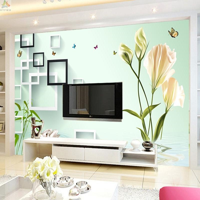 壁画贴纸3d立体影视墙5d8d古达c壁纸现代简约无纺布客厅电视背景墙