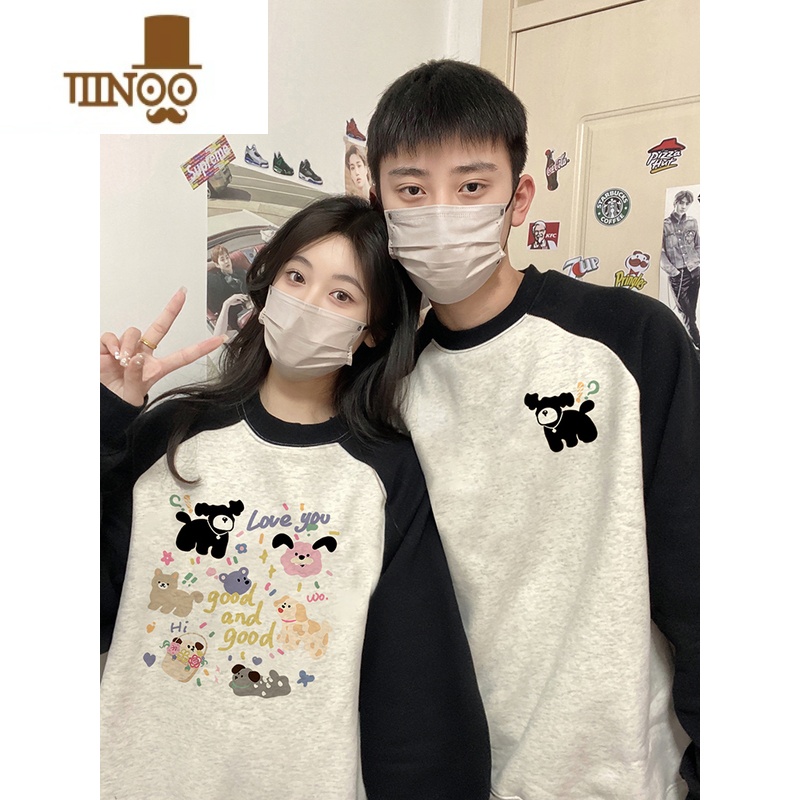 YANXU特别的情侣装款2023新款冬季网红插肩袖卫衣感小众外套装高清大图