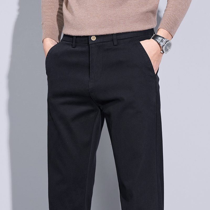 金盾(KIN DON)高端休闲裤男直筒新款棉休闲男裤浅色冬季厚款裤子男 金盾U7825黑色 34(2尺7)