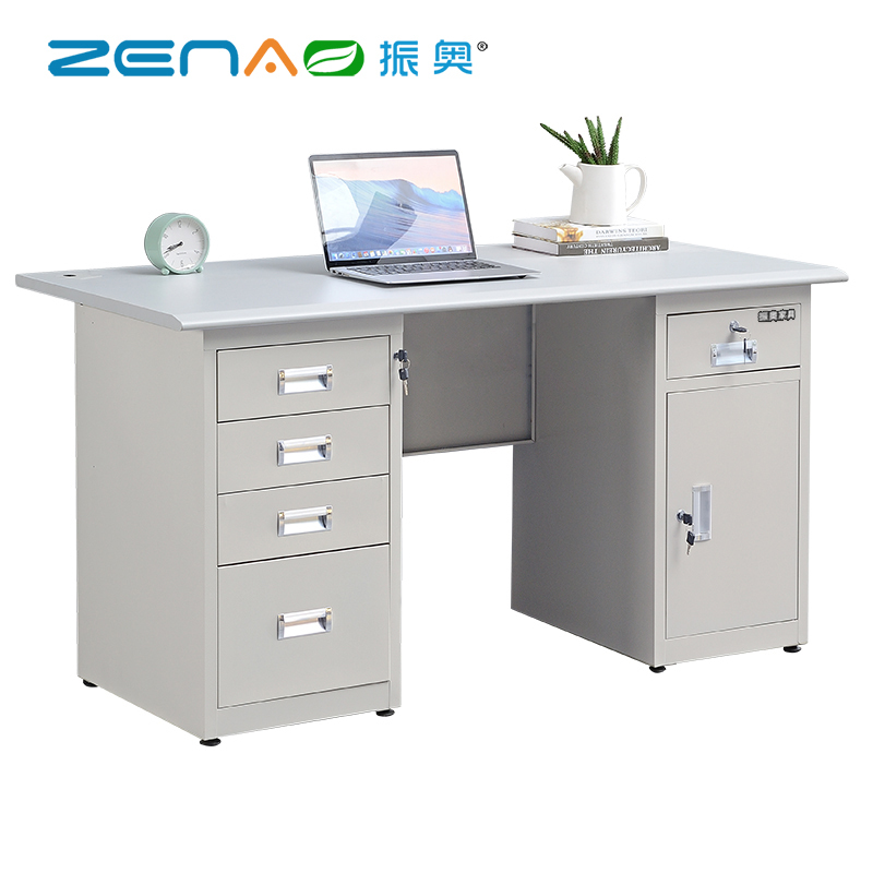 振奥 电脑桌钢制办公桌铁皮电脑桌财务桌子职工员工桌工位桌学生课桌工作桌( 1600x700x750mm五抽一门)