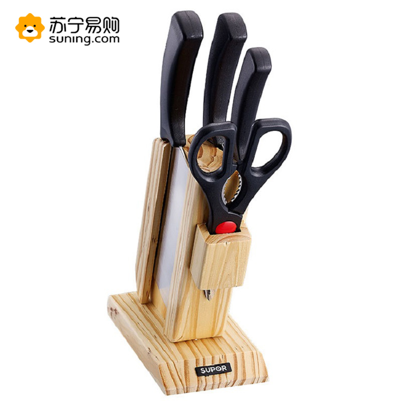 PY苏泊尔 经典刀具五件套TK1608Q(160mm片刀+180mm熟食刀+75mm果皮刀+剪刀+刀座)