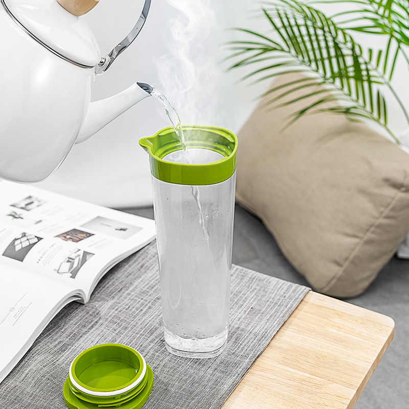 ASVEL 日本冷水壶夏凉开水杯耐高温家用 ASVEl大容量塑料果汁杯柠檬茶壶 1.1L带过滤 白色