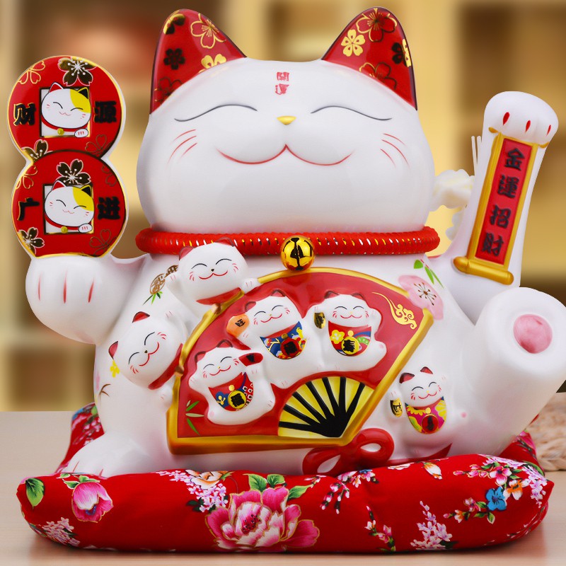 猫摆件店铺开业礼品自动招手摇手大号陶瓷家居客厅创意发财猫 三维工匠 大号25CM一桶金(聚宝盆)摇手*送小猫猫高清大图