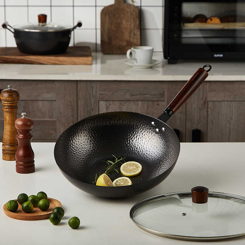 乐扣乐扣铁锅三件套锻纹精铁家用炒锅汤锅煎锅CIW3203S02高清大图