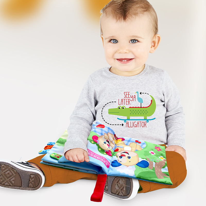 费雪(Fisher-Price) 婴儿布书早教书 宝宝布书 皮皮的春夏秋冬 带响纸 儿童布书 F0817高清大图