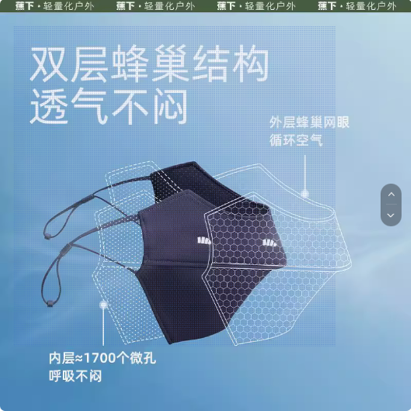 蕉下 冰薄系列叠阔护眼角防晒口罩(颜色随机)高清大图