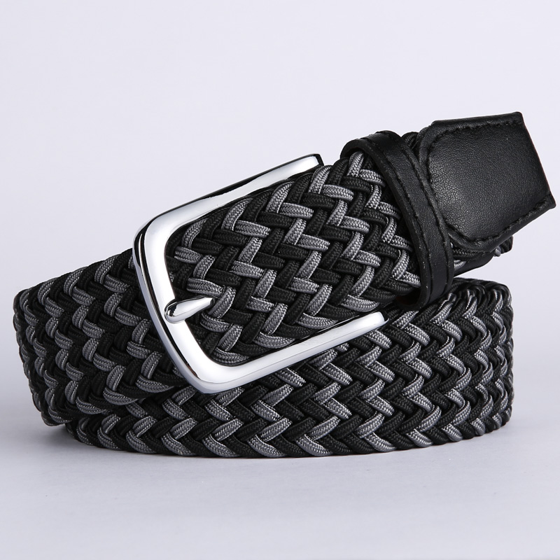 JEEP SPIRIT吉普双色松紧针织软弹性帆布尼龙编织皮裤收腰弹针高清大图