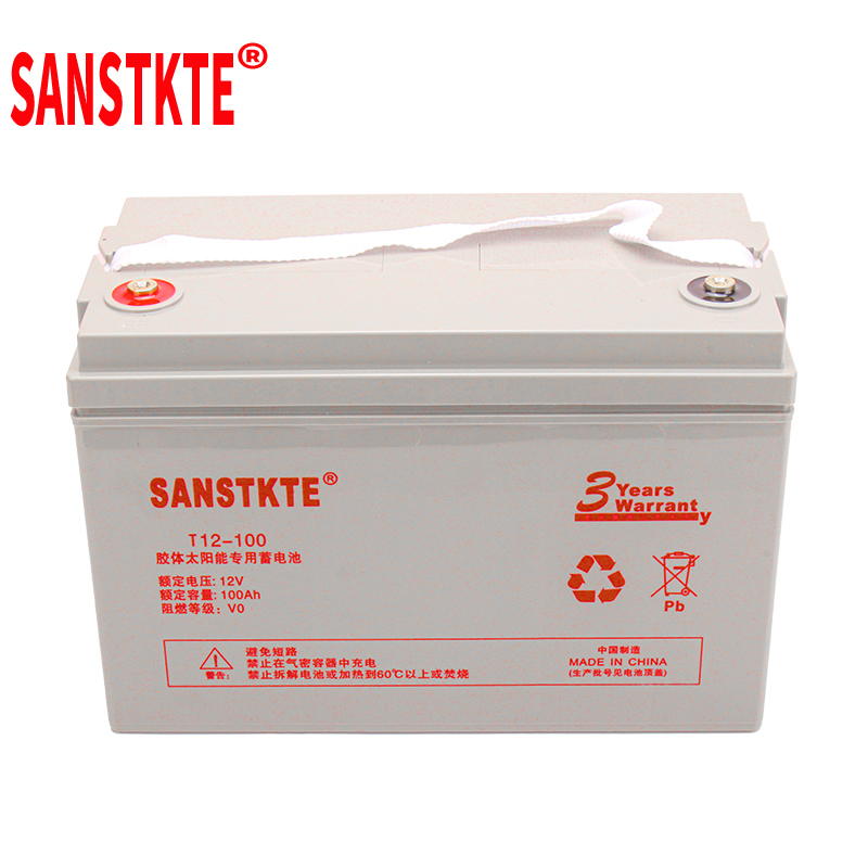 SANSTKTE铅酸电瓶胶体蓄电池12V100AH太阳能光伏发电逆变UPS不间断电源T12-100高清大图