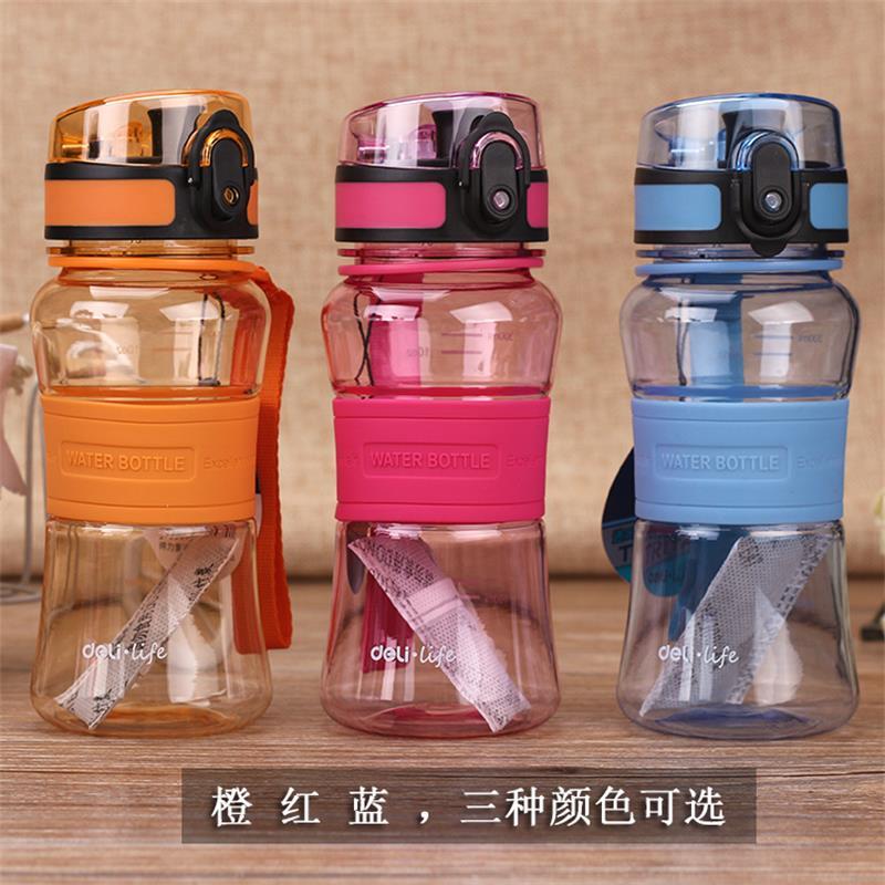 正品得力 8975 简约随手杯 550ml挂绳环保塑料杯进口水杯