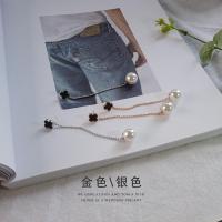 韩国个性四叶纯银耳钉气质长款珠链流苏耳坠女珍珠坠耳环耳链送女朋友老婆生日礼物送女朋友七夕情人节礼物