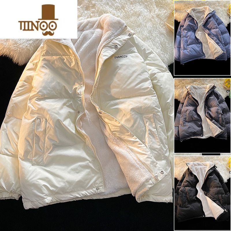 YANXU冬季羔绒棉衣男士潮牌宽松保暖棉袄外套情侣bf港风立领加厚棉服高清大图