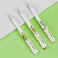 得力(deli)A534秋日暖暖按动学生中性笔0.5mm全针管可爱超萌少女签字笔(黑) 12支装