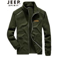 JEEP SPIRIT吉普春秋男士抓绒立领卫衣简约轻便百搭摇粒绒开衫外套运动上衣
