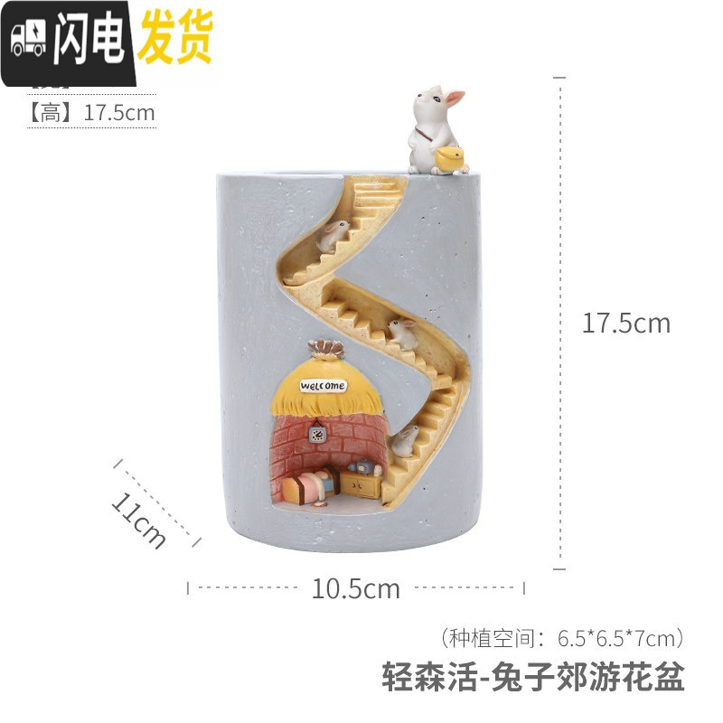三维工匠园艺用品三维工匠zakka创意卡通动物刺猬水培多肉植物花盆装饰个性微景观盆栽花器 轻森活 兔子郊游花盆小花盆容器 价格图片品牌报价 苏宁易购银团家居生活专营店