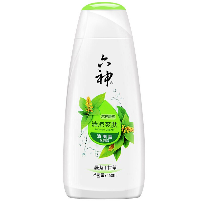 六神 清凉爽肤冰凉超爽沐浴露 绿茶+甘草香450ml 20瓶/箱 单箱价格