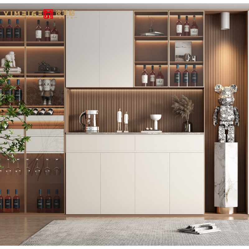逸美格餐边柜酒柜入户柜隐藏式客厅餐厅柜一体设计现代轻奢风定制