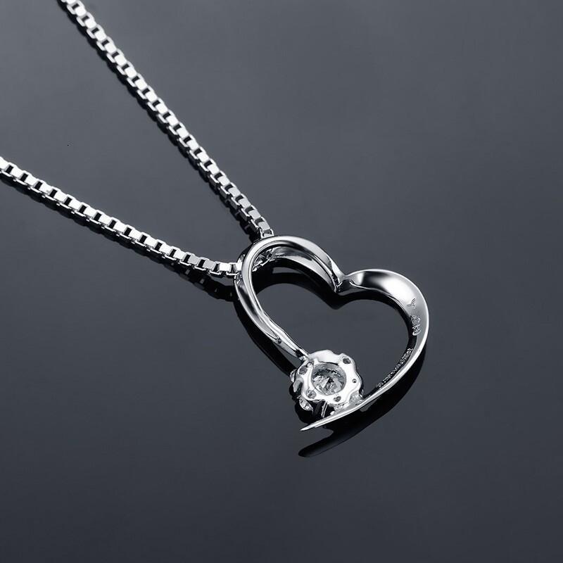 法蔻轻奢品牌项链女心形钻石18k金白金优雅气质简约项链情人节520送